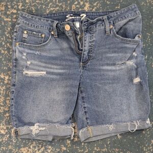 Seven7 Women's Distressed Jean Shorts - Blue